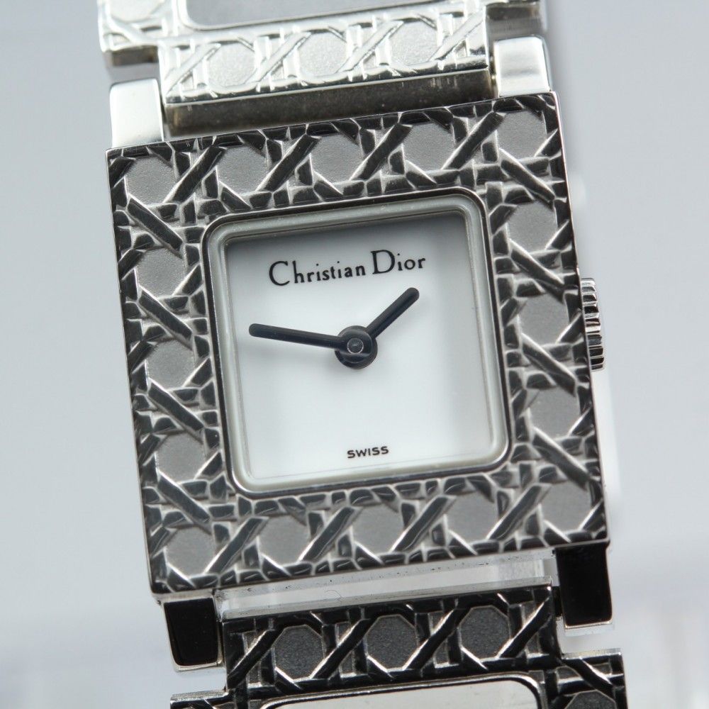 【稼働品】 Christian Dior La Parisienne D60-109 ホワイト シルバー 純正ブレス クオーツ レディース 腕時計 #16664