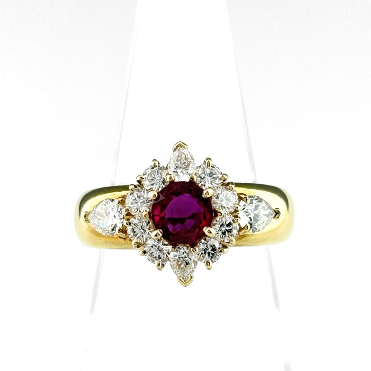 ヴァンクリーフ&アーペル Van Cleef & Arpels ルビー リング YG イエローゴールド 指輪 メレダイヤ リング 9.5号 750 ルビー ダイヤモンド レディース 【中古】