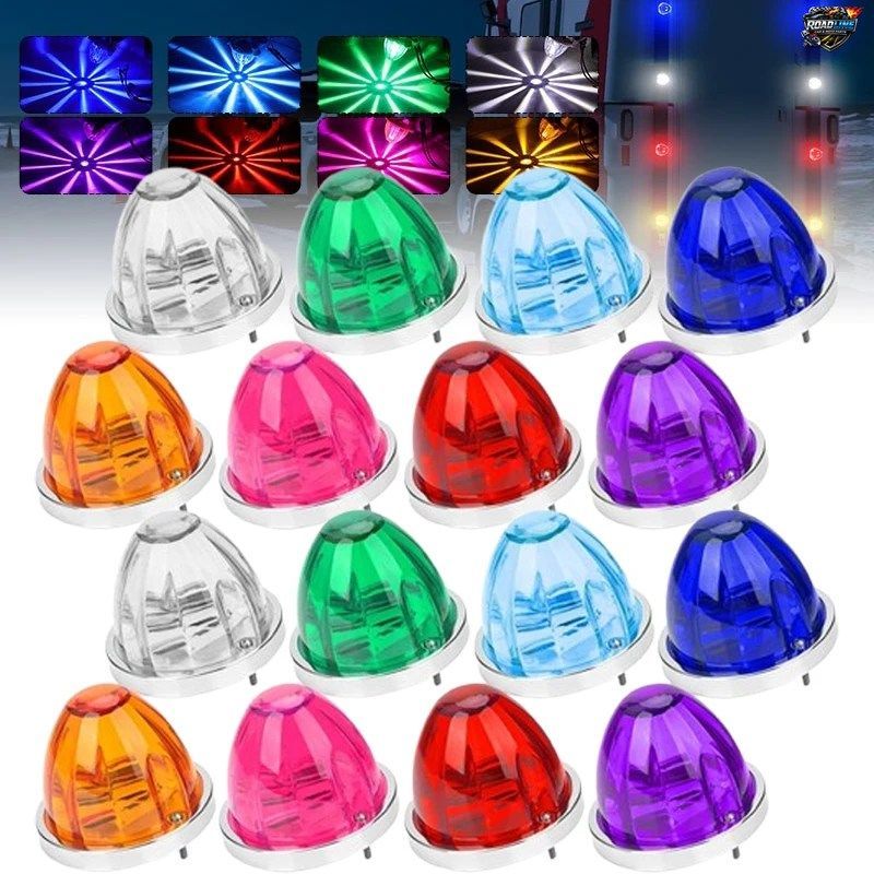 12V 24V 車用 LED キャブ ルーフ サイドライト シグナル インジケーター ランプ トラック リア ストップ ブレーキ 警告灯 丸型 スイカ型ク
