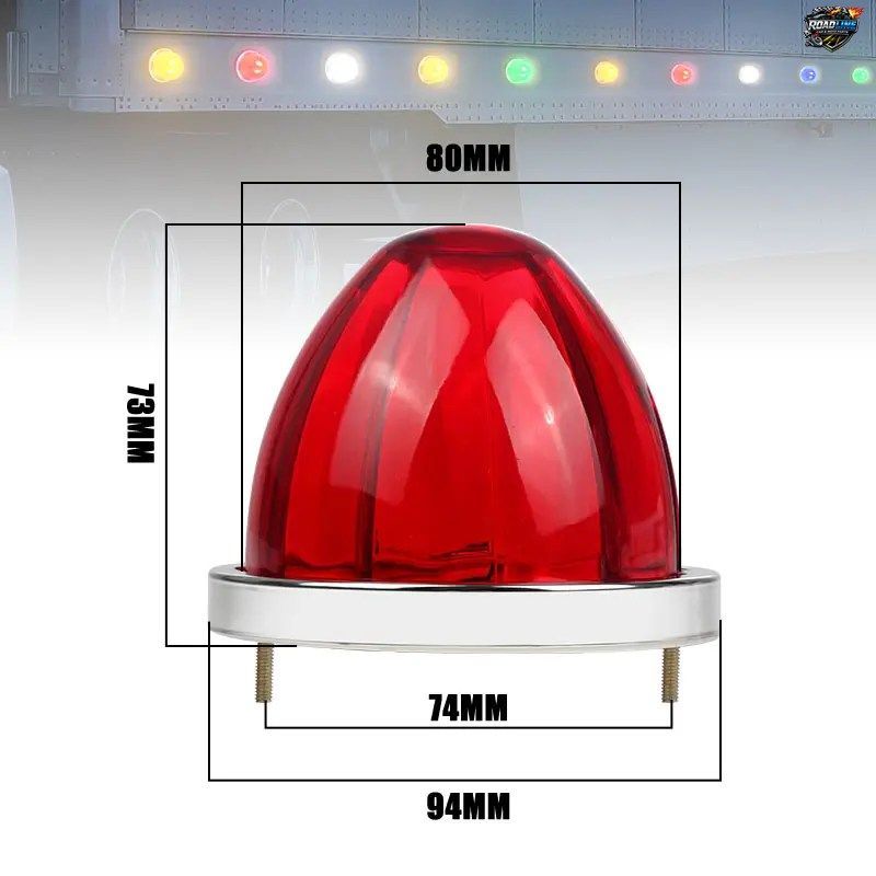 12V 24V 車用 LED キャブ ルーフ サイドライト シグナル インジケーター ランプ トラック リア ストップ ブレーキ 警告灯 丸型 スイカ型ク