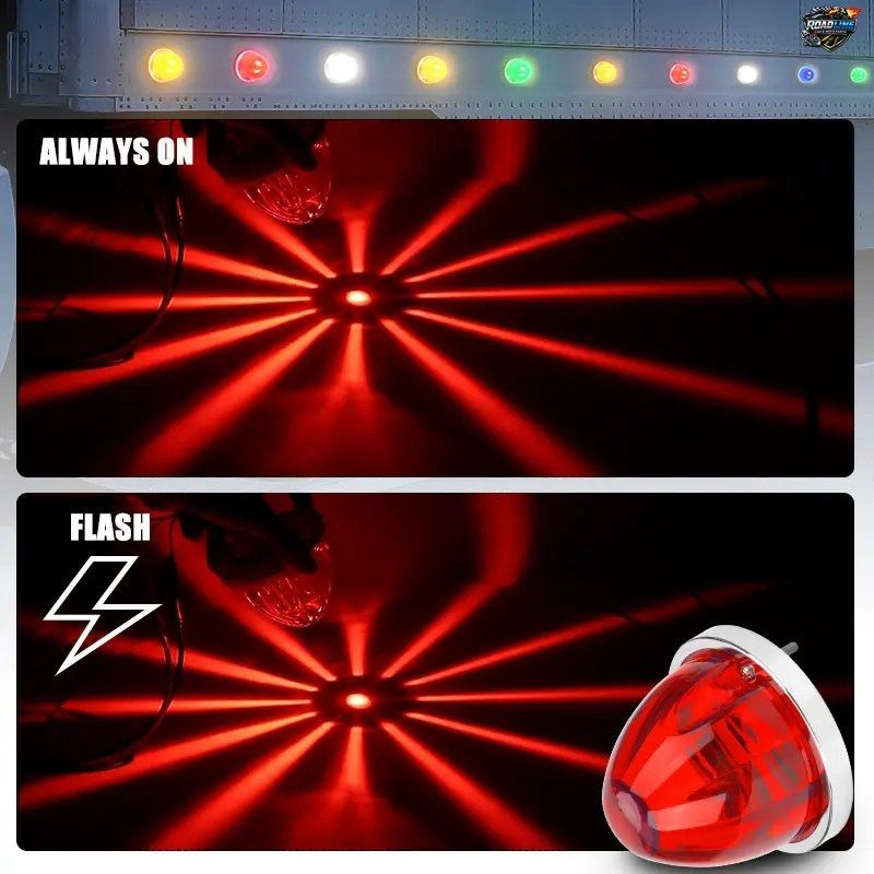 12V 24V 車用 LED キャブ ルーフ サイドライト シグナル インジケーター ランプ トラック リア ストップ ブレーキ 警告灯 丸型 スイカ型ク