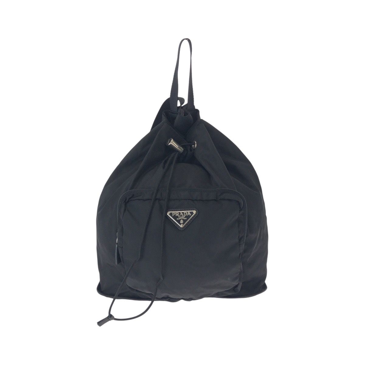 美品 PRADA プラダ テスート 三角ロゴプレート ブラック 黒 シルバー