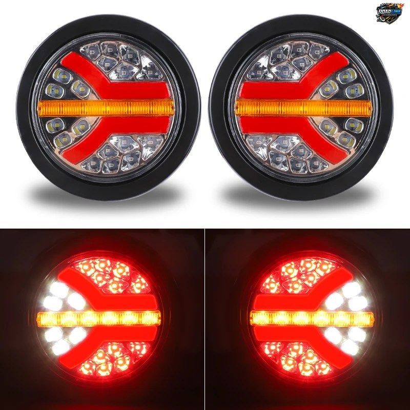 4インチ丸型LEDテールライト、アンバーレッドテールライト、12V/24V、車用ストップブレーキDRLランニングリバースランプ、ラダトラックトレ 9,562円