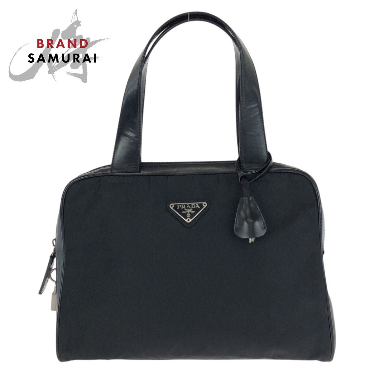 プラダ テスート ボストンバッグ ブラック カデナ付き ナイロン PRADA 