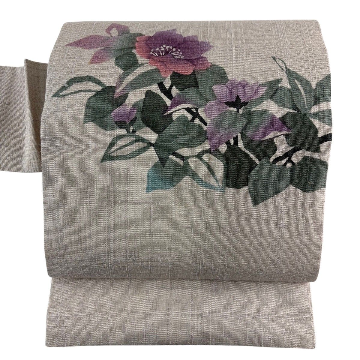 名古屋帯 秀品 落款 枝花 薄小豆 正絹 【中古】 6,864円