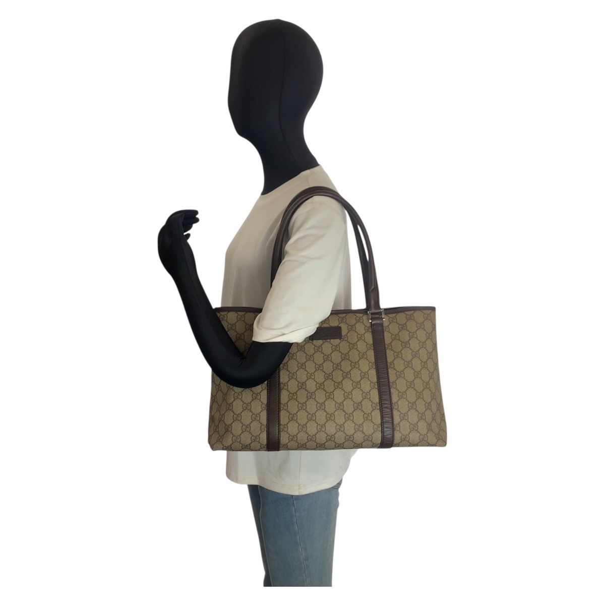GUCCI グッチ ベージュ ブラウン GGスプリームキャンバス/レザー 