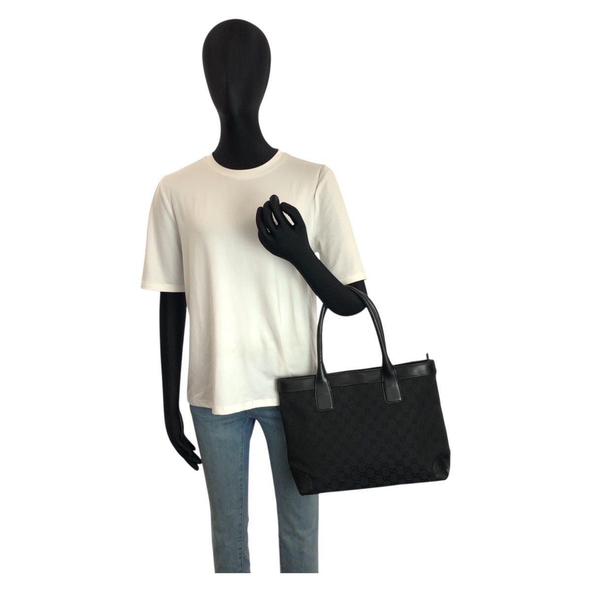 美品 GUCCI グッチ ブラック 黒 GGキャンバス/レザー 33890