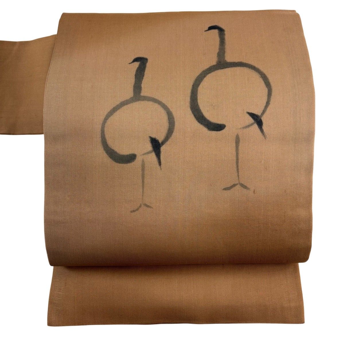 名古屋帯 秀品 鳥 茶色 正絹 【中古】 6,336円