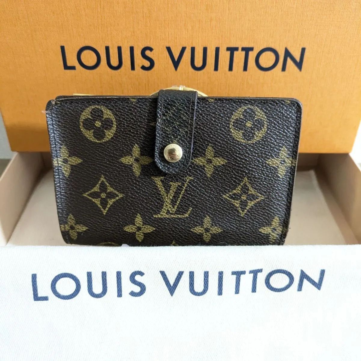 ルイヴィトン LOUIS VUITTON ポルトモネビエヴィエノワ 二つ折り財布 モノグラム キャンバス M61663 ブラウン ゴールド金具 MI0997【中古】14062-EB079302