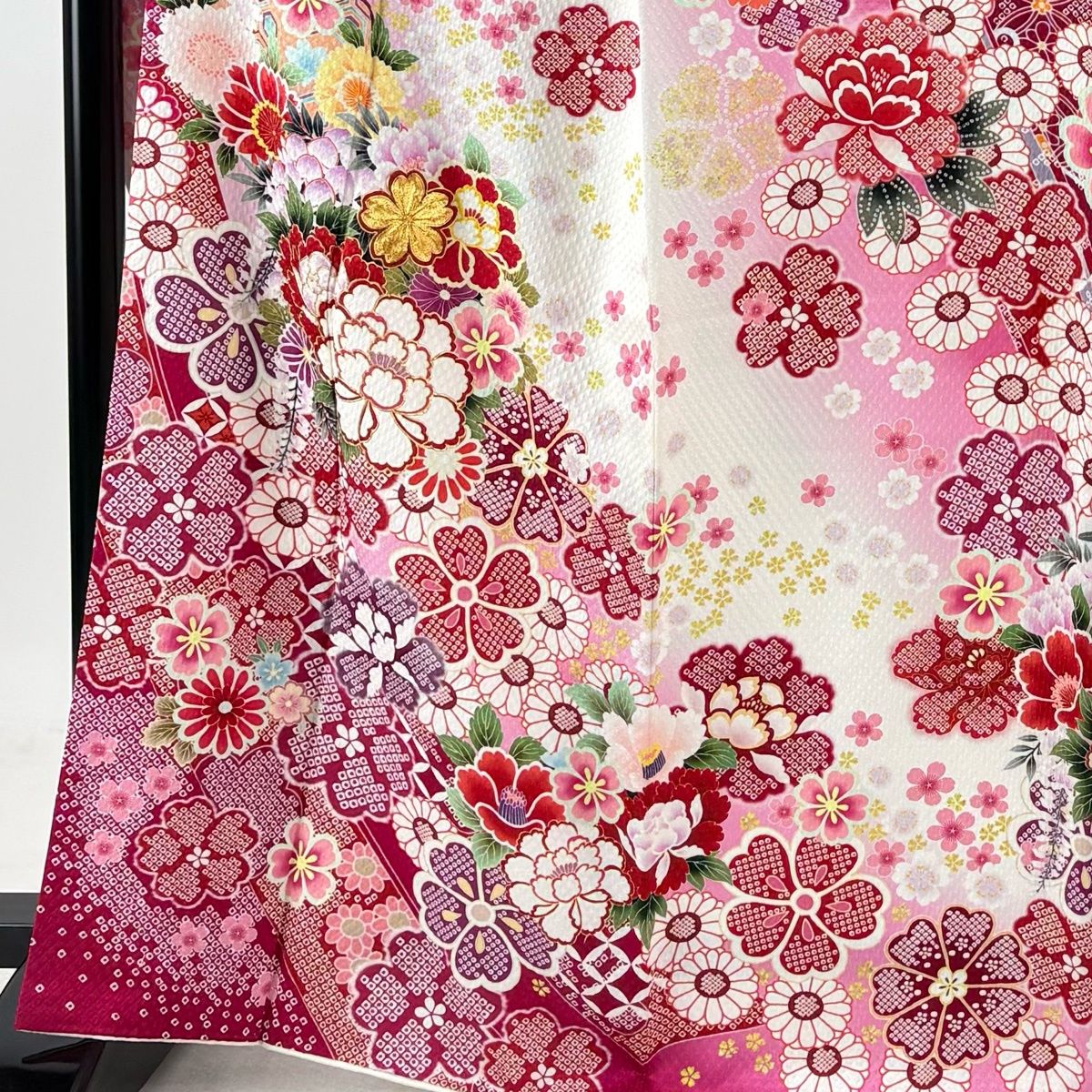 美品】 振袖 身丈166.5cm 裄丈67.5cm L 袷 袋帯フルセット 花丸文 雪輪