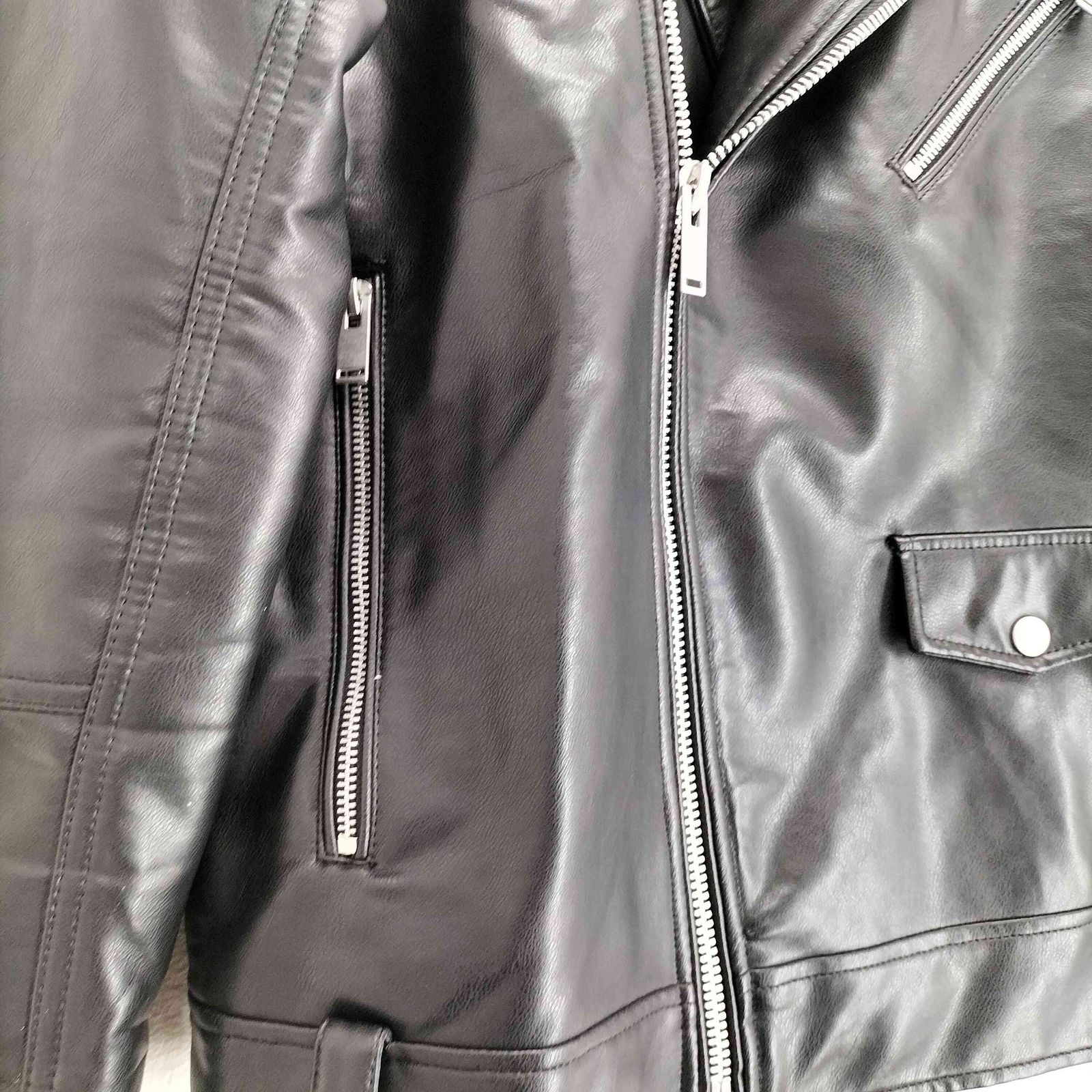 ザラ ZARA フェイクレザー ダブル ライダースジャケット メンズ JPN：L