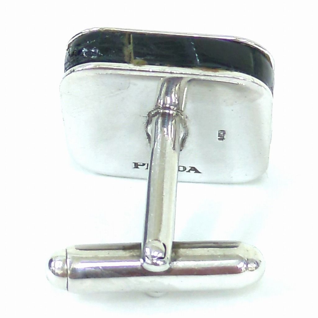 PRADA プラダ カフリンクス カフスボタン スクエア クロコダイル調