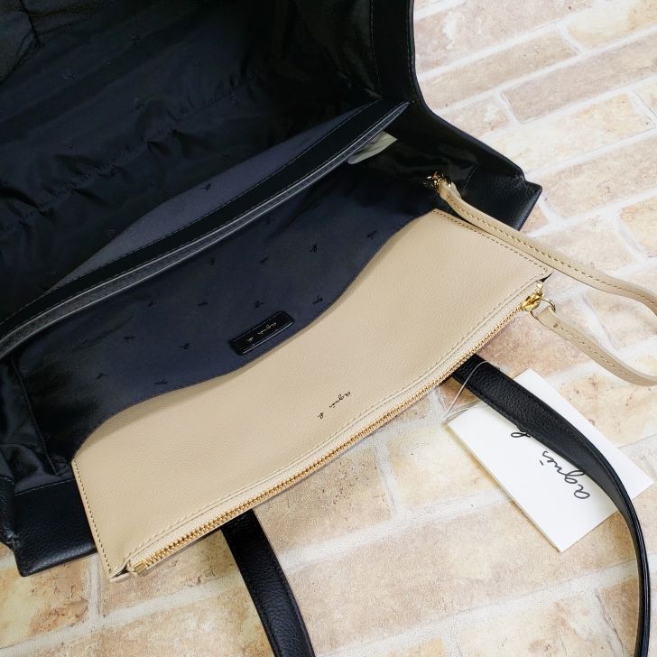 美品 アニエスベー ☆ sophie ソフィ 平ポーチ付き レザー トート