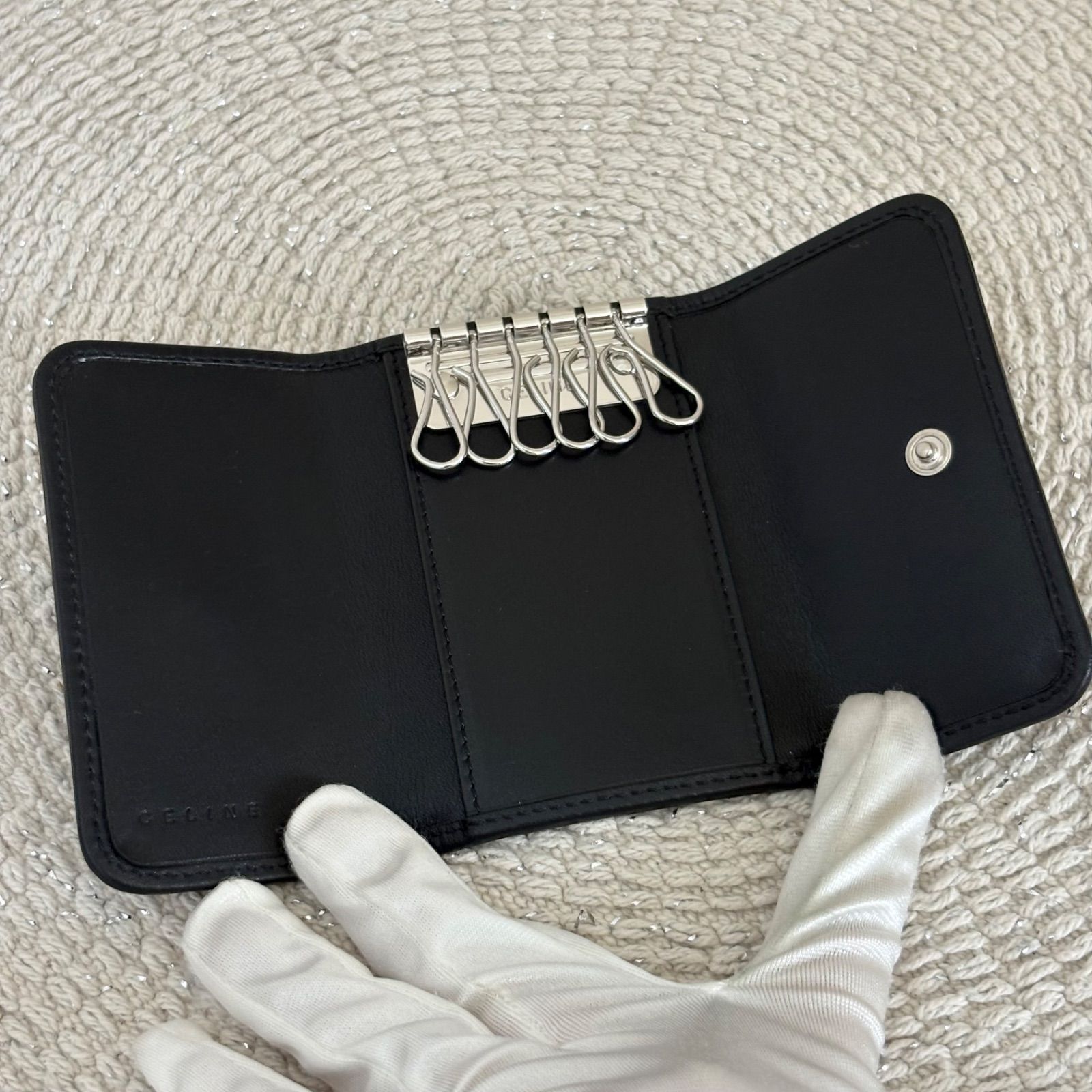 箱付き】 【未使用品】セリーヌ 6連キーケース ブラック系 ブラック系
