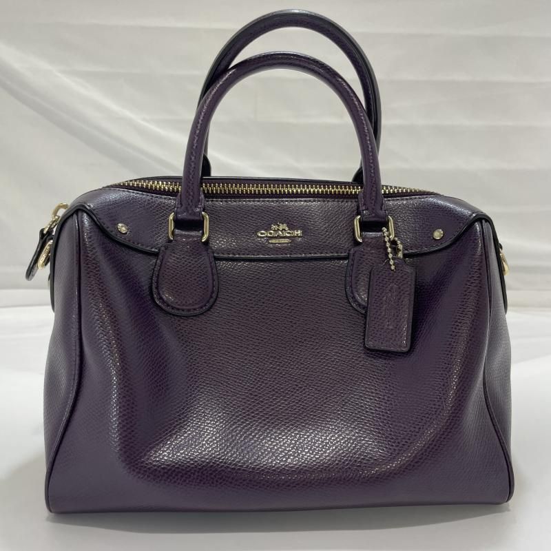 中古】COACH ハンドバッグ ミニサッチェル F11808 2way レザーパープル