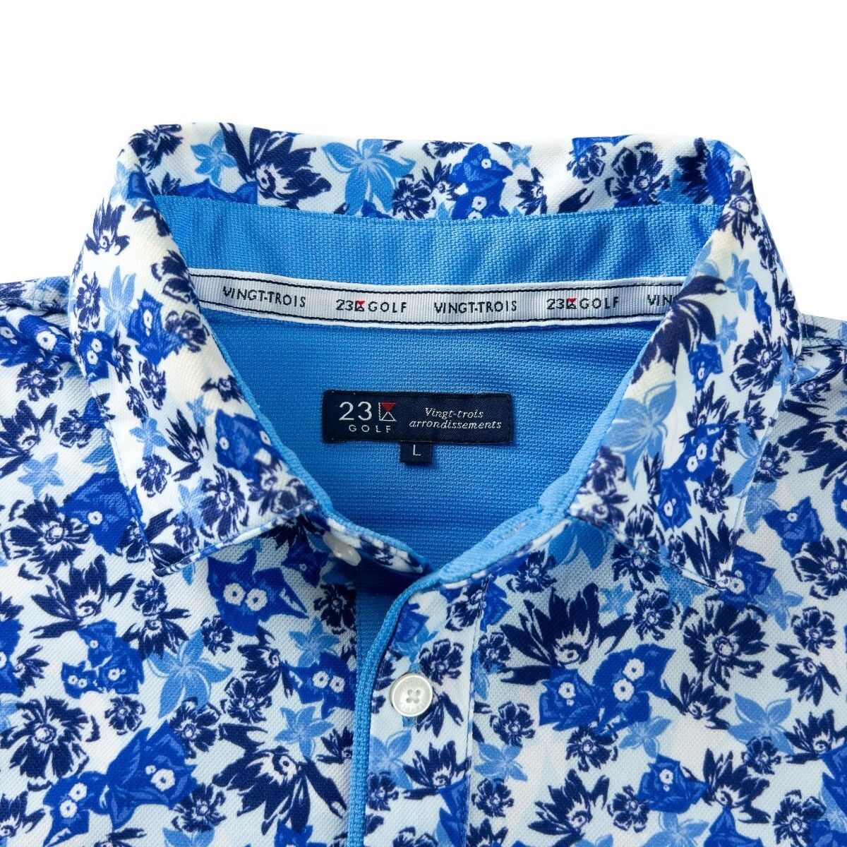 美品 23区GOLF ニジュウサンク ゴルフ 花柄 総柄 半袖 ポロシャツ