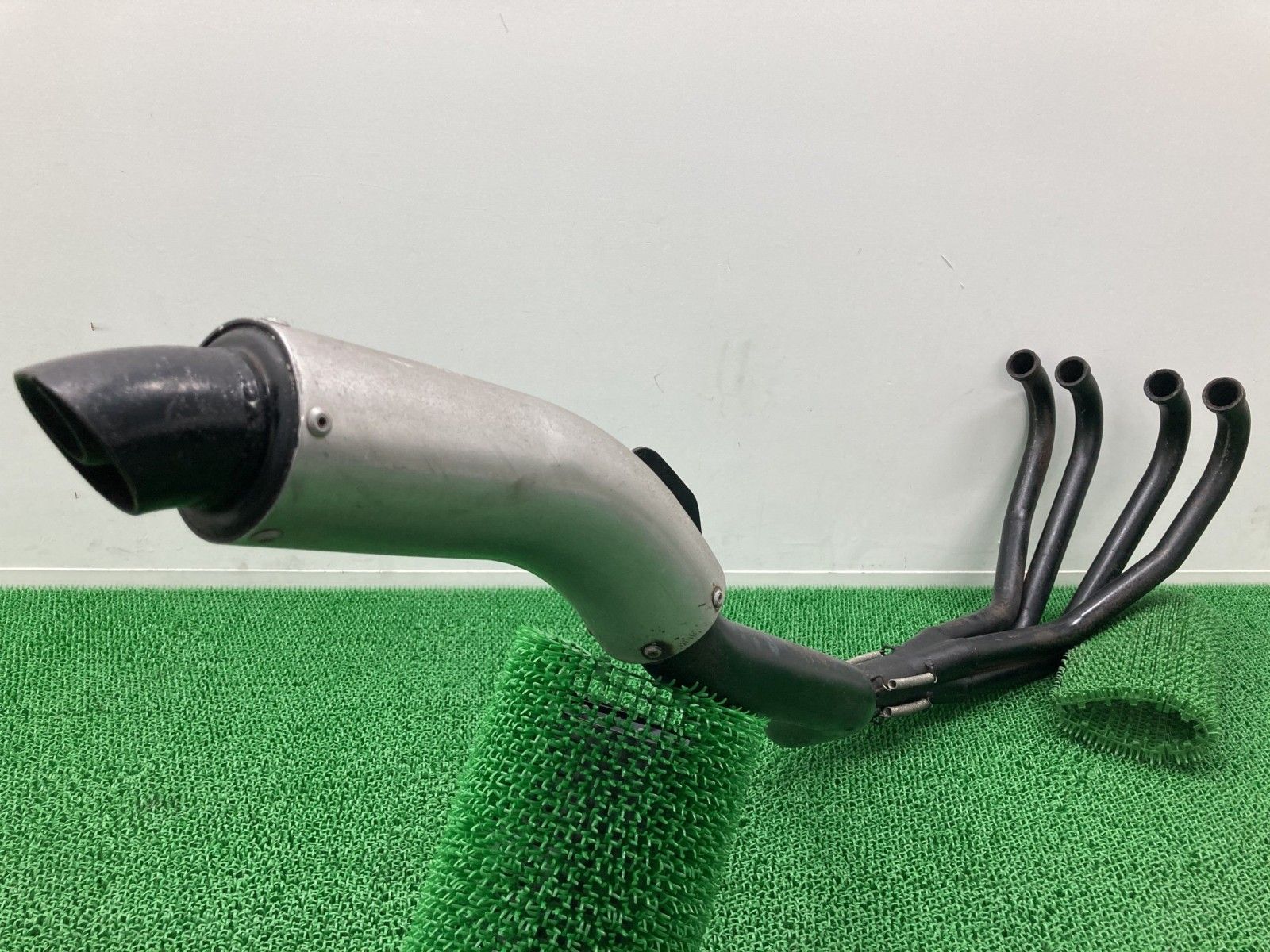 CBR400F マフラー 社外 中古 NC17 アルミ スチール コブラ管 バナナ コケキズ無し oY