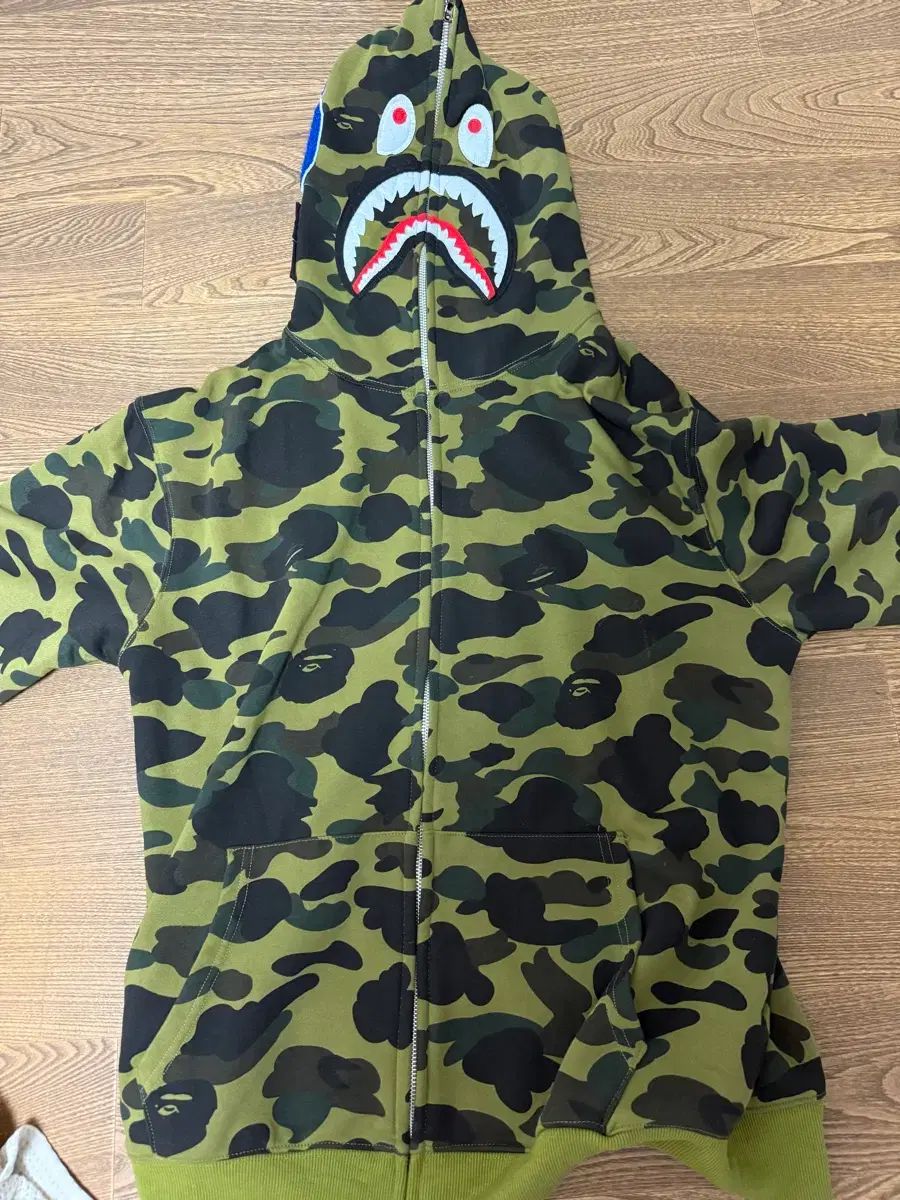 A BATHING APE シャーク カモフラージュ ジップアップ フーディー グリーン