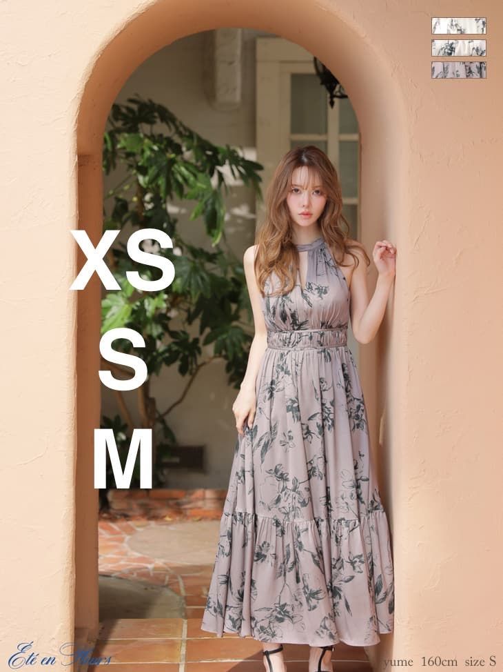 グレージュ [DE4680-VC4680]【DEA. by ROBE de FLEURS / ディアバイローブドフルール】ホルターネック/ 花柄/ フレア/ ワンピース/ ミディアム/ キャバドレス/ Andy/ AngelR/ Veautt