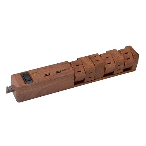 Fargo TAPKING 電源タップ USB 3.4A Type-A 2ポート クルッと回転 (ダークウッド, AC12個口)i