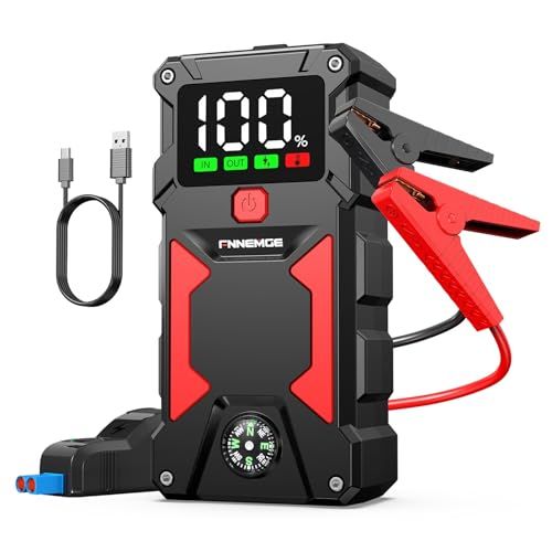 ★新品★FNNEMGE ジャンプスターター 電流5000A 大容量 24800mAh 12V エンジンスターター（すべてのガソリン車/8.0Lディーゼルエンジン車） 搭載USB充電出力ポート、LEDランプ、高品位大画面付き、PSE認証済み.