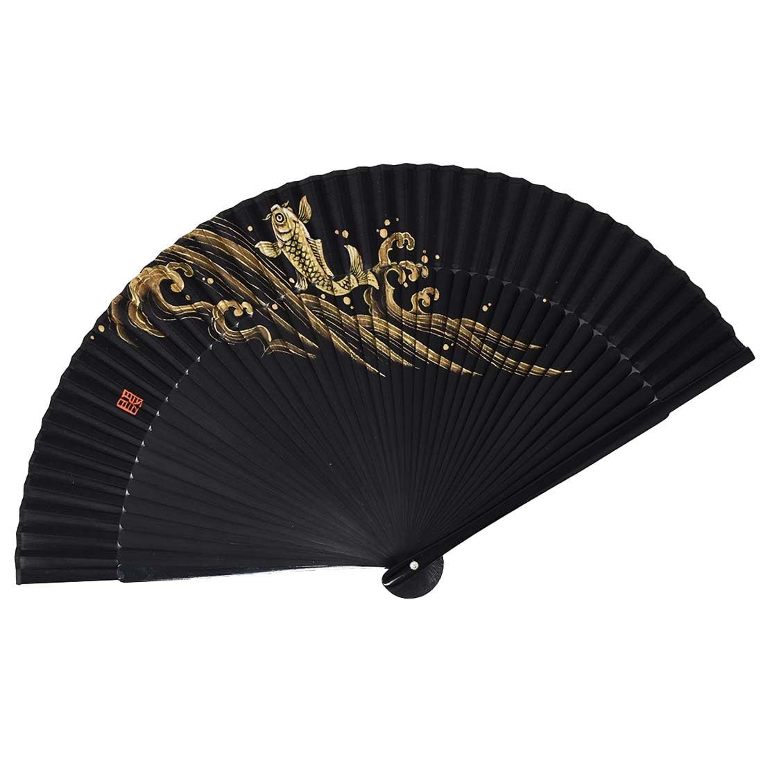 [おしゃれ kimono いろは] 手描扇子 扇子 中黒染 大短地 飛鯉 布 ポリエステル 7,128円