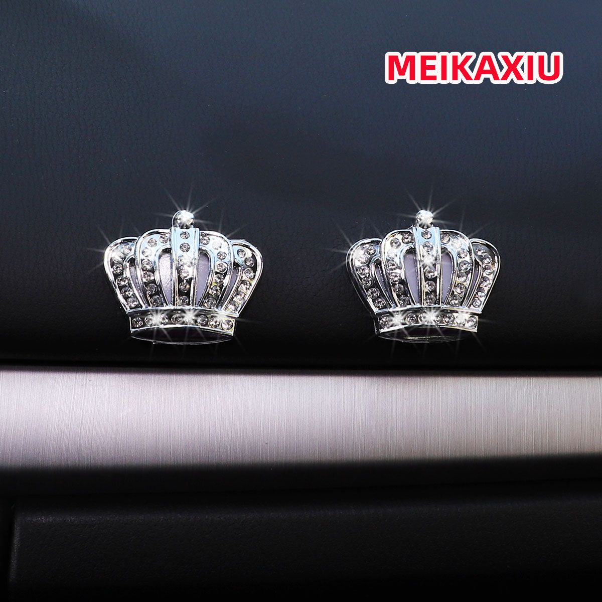 きらびやかな金属製の王冠のロゴセット,車のインテリアアクセサリー