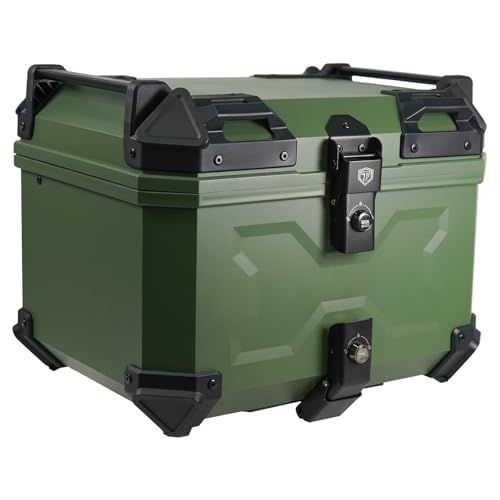 ★新品★【選ばれる、理由がある。安心の日本企業。】【 45L 】 ONE STEP リアボックス トップケース パニアケース 大容量 取付ベース付属 フルフェイス対応 バイクボックス (GREEN, 45L)