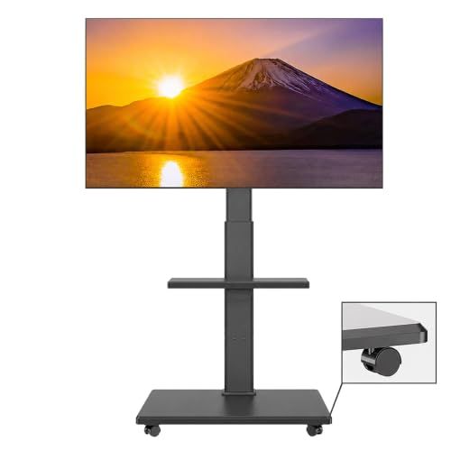 ★新品★PETOOP テレビスタンド キャスター付き 壁寄せ tvスタンド テレビ台 32?65型 高さ調節 首振り 配線隠し 木製 棚板 モニタースタンド VESA対応 賃貸 (ブラック 黒)