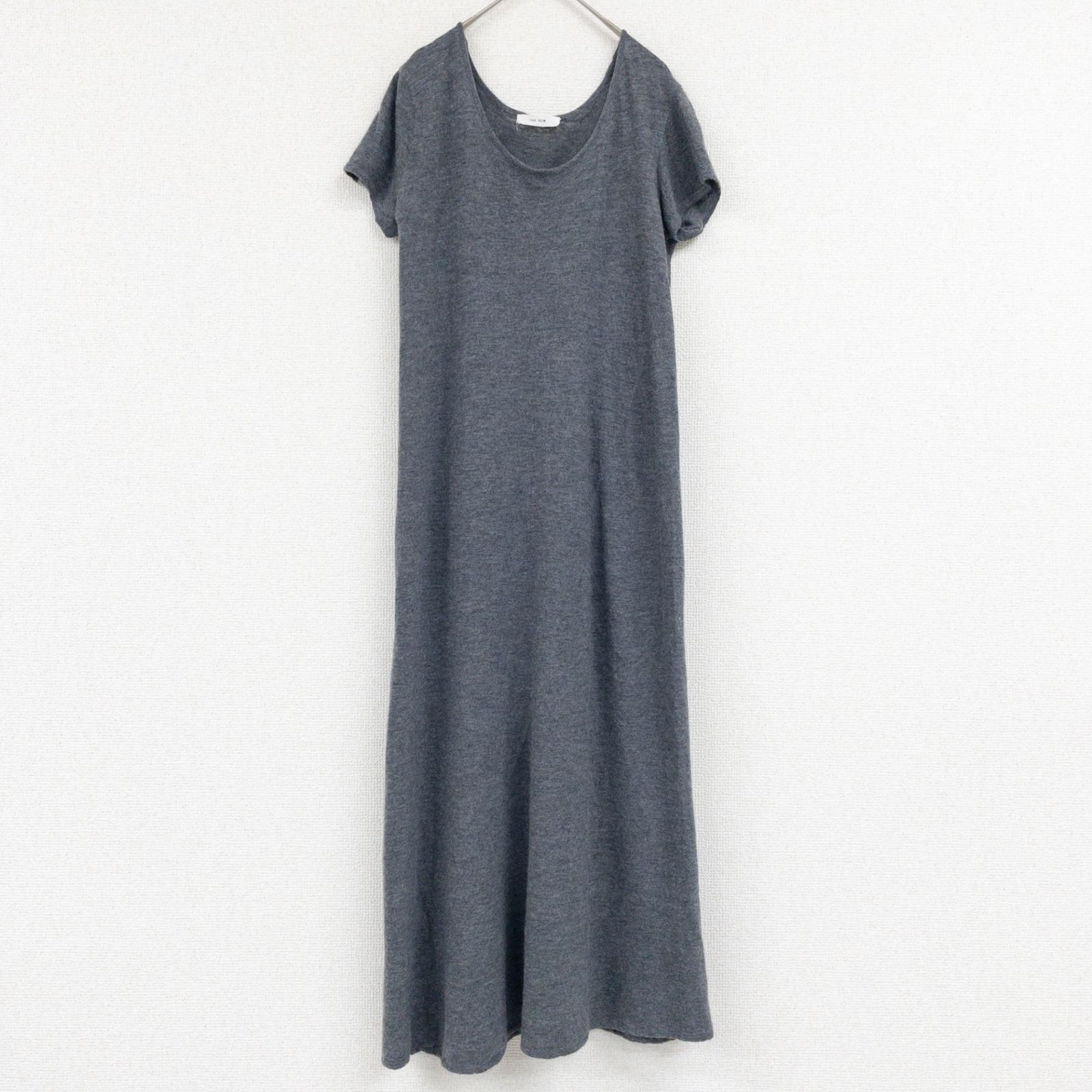 THE ROW ザロウ ニットワンピース ロング 半袖 カシミヤ ポリウレタン グレー アメリカ製 レディース XS b02440