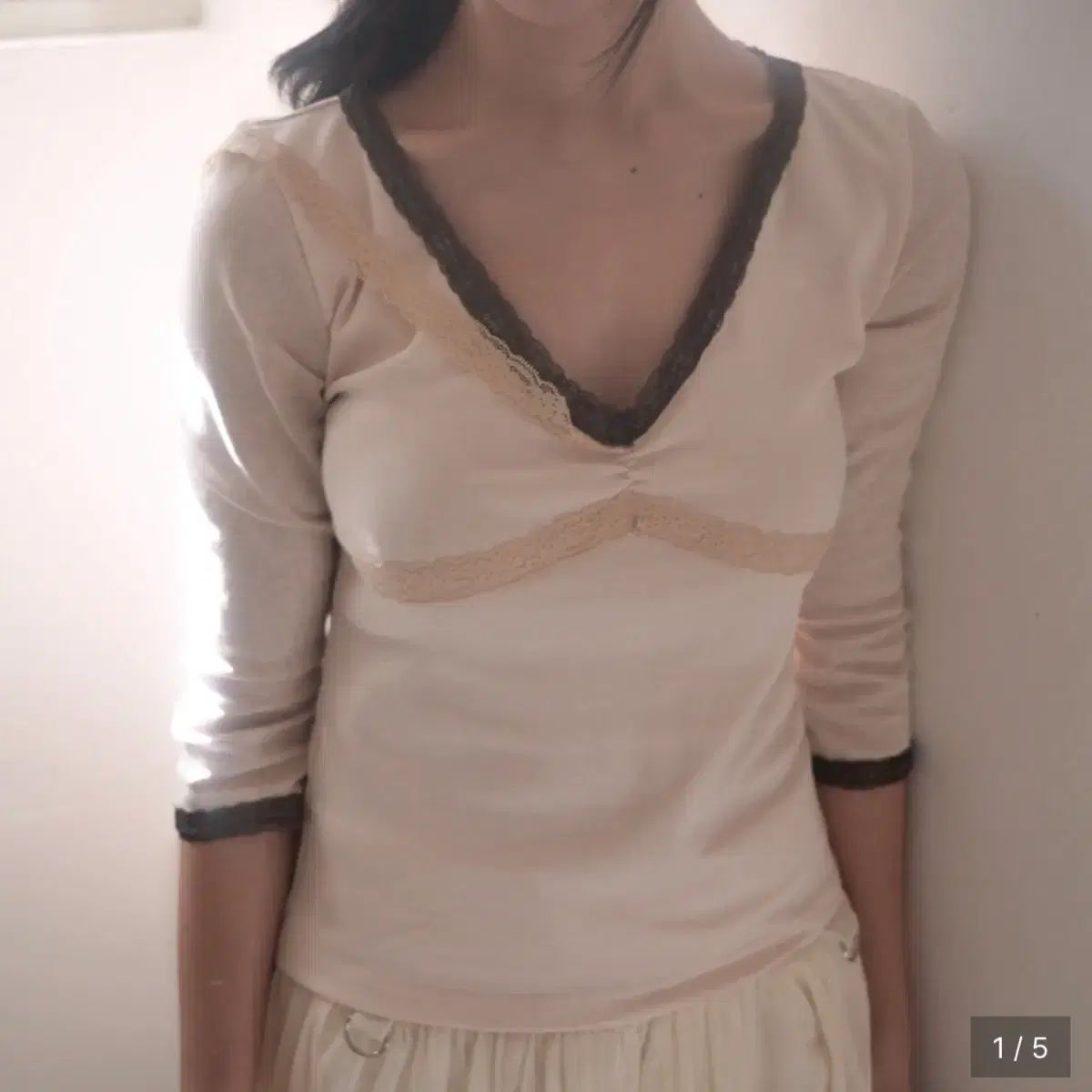インアンドヤンインハ・ウール・レイ・トップス・ピンク lace top pink