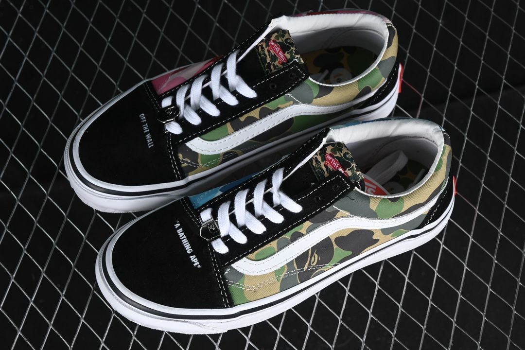 【今日特価】Bape x Vans Old Skool コラボレーション ロートップ レジャー スケートボードシューズ VN000E6VE36！送料無料！在庫限定のお得な価格です！