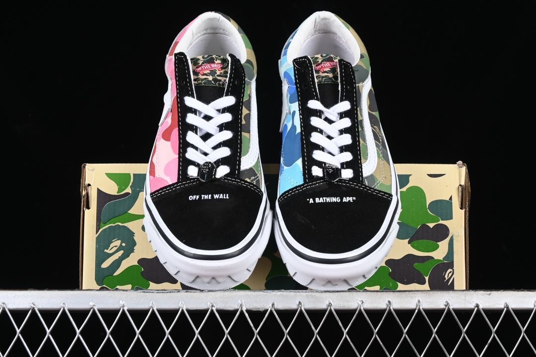 【今日特価】Bape x Vans Old Skool コラボレーション ロートップ レジャー スケートボードシューズ VN000E6VE36！送料無料！在庫限定のお得な価格です！
