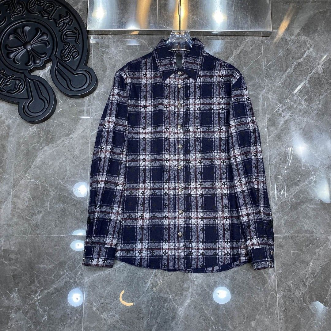 【本日限定特価】Chrome Hearts メンズ シャツ フルクロス 刺繍 ダークブルー/レッド S-XL [本日特価|新品未使用品] 8,520円