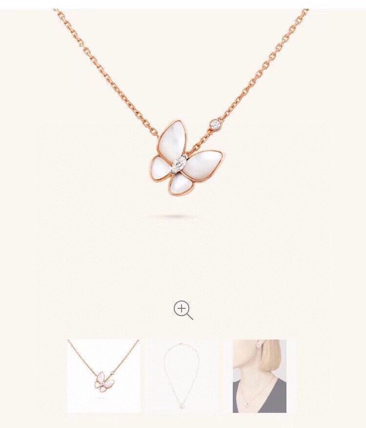 Van Cleef & Arpels Tow Butterfly ナチュラル ホワイト マザーオブパール 四つ葉のクローバー バタフライ ネックレス｜本日限定特価｜新品未使用