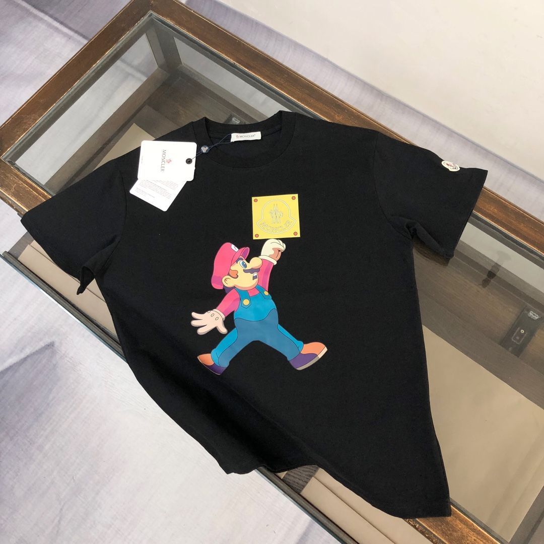 【本日限定特価】MONCLER 春夏 カップルTシャツ ブラック/ホワイト [本日特価|新品未使用品]-WT0輸入