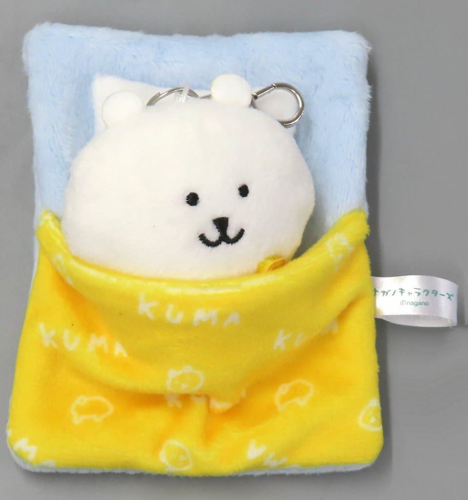 [Used] Wallet/Pass Case Myself Tzukomi Bear (futon yellow) plush toy reel pass case “Nagano Characters”
