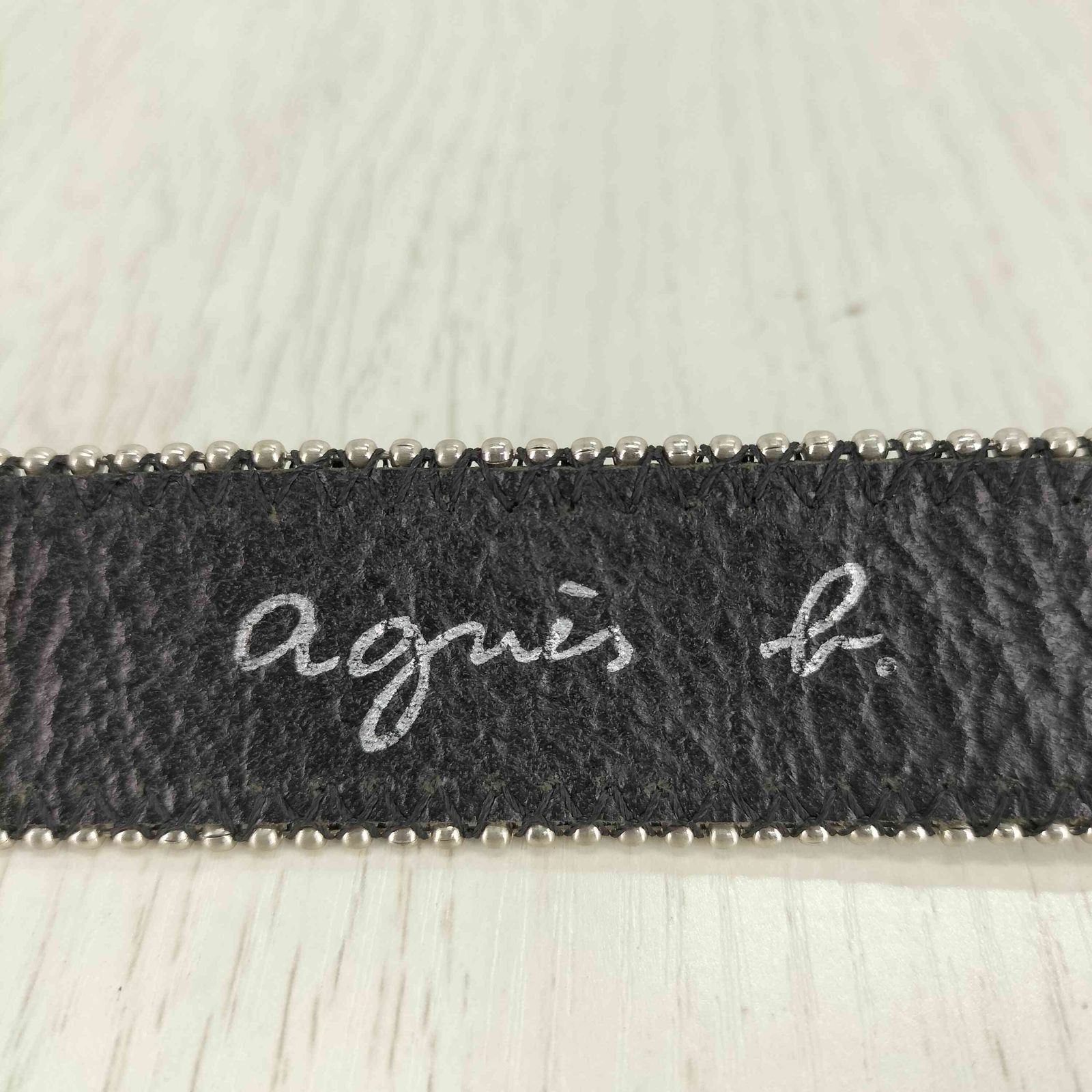 アニエスベー agnes b. イタリア製 スタッズレザーベルト レディース