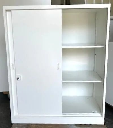 【東京都限定送料2200円も可】オカムラ　レクトライン　引き違い書庫　引戸書庫　ホワイト　オフィス収納　本棚　ファイル入れ　キャビネット