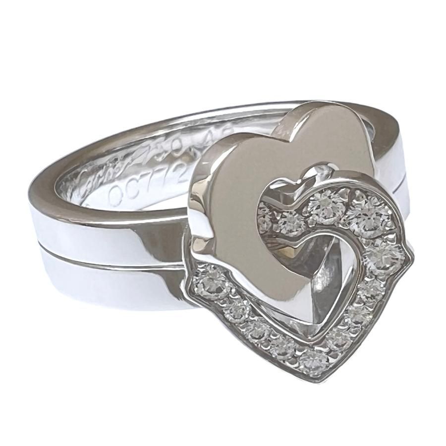 CARTIER カルティエ リング ダブルハート ダイヤ 750 K18 WG ホワイト