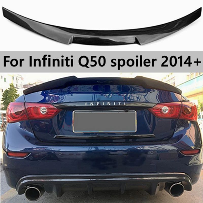 インフィニティ Q50/Q50S 用 M4スタイル カーボン柄 リアトランクウィングスポイラー 2015-2017