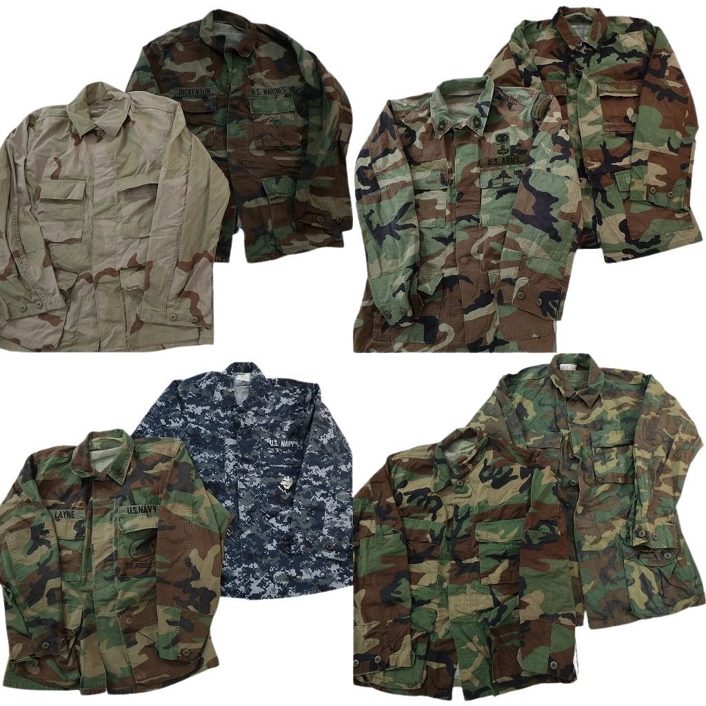古着卸 まとめ売り ミリタリー フィールドジャケット 8枚セット ( メンズ M ) ブルー デジカモ ウッドランド NAVY ARMY 中古 古着 NF7185