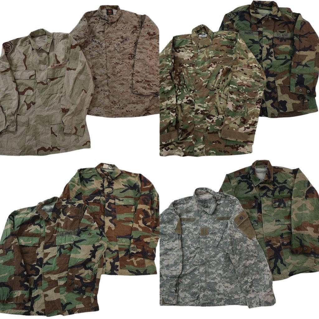 古着卸 まとめ売り ミリタリー フィールドジャケット 8枚セット ( メンズ M ) ARMY デザートカモ デジカモ ウッドランド 中古 古着 NF7199
