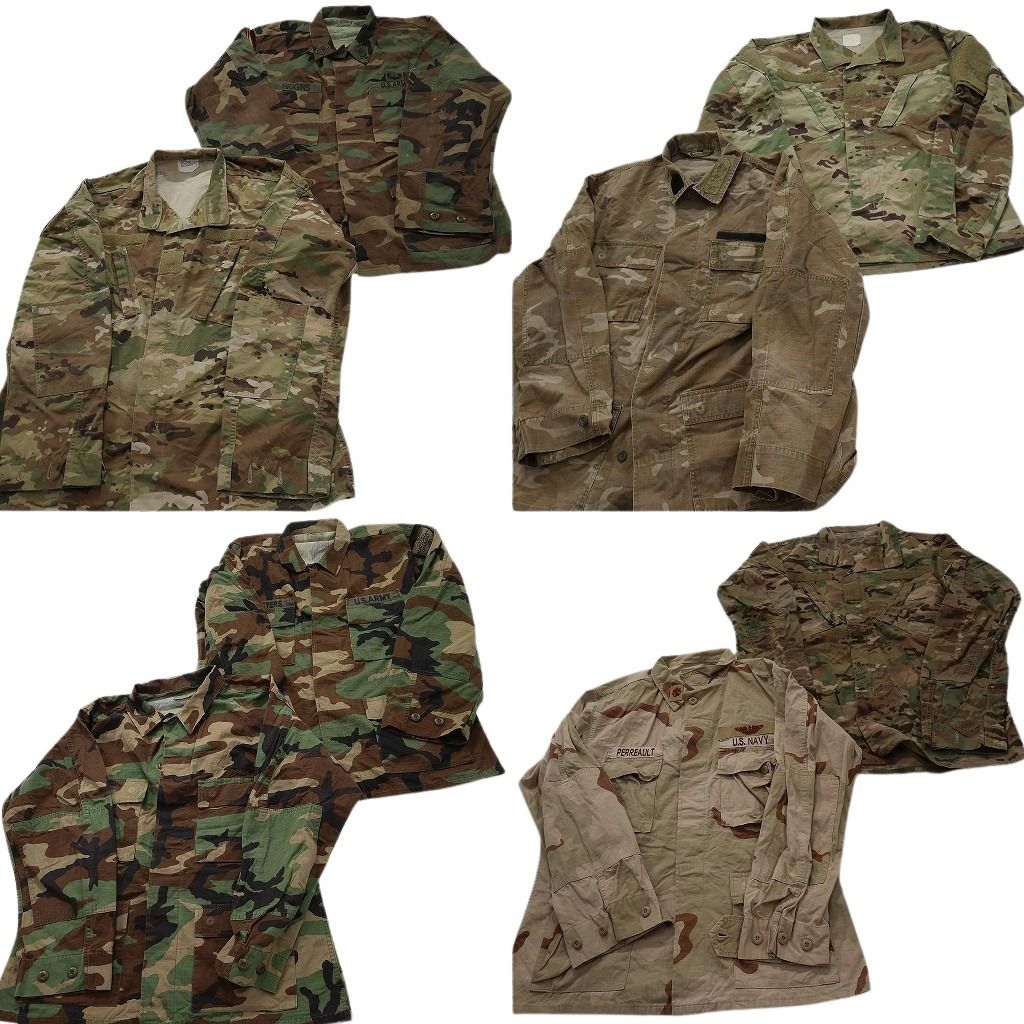 古着卸 まとめ売り ミリタリー フィールドジャケット 8枚セット ( メンズ L ) マルチカム NAVY デザートカモ ウッドランド 中古古着 NF7206