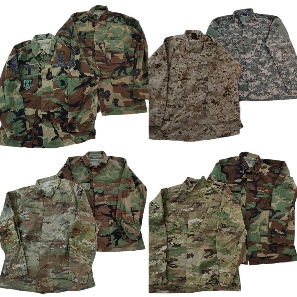 古着卸 まとめ売り ミリタリー フィールドジャケット 8枚セット ( メンズ M ) AIRFORCE ウッドランド マルチカム デジカモ 中古古着 NF7227