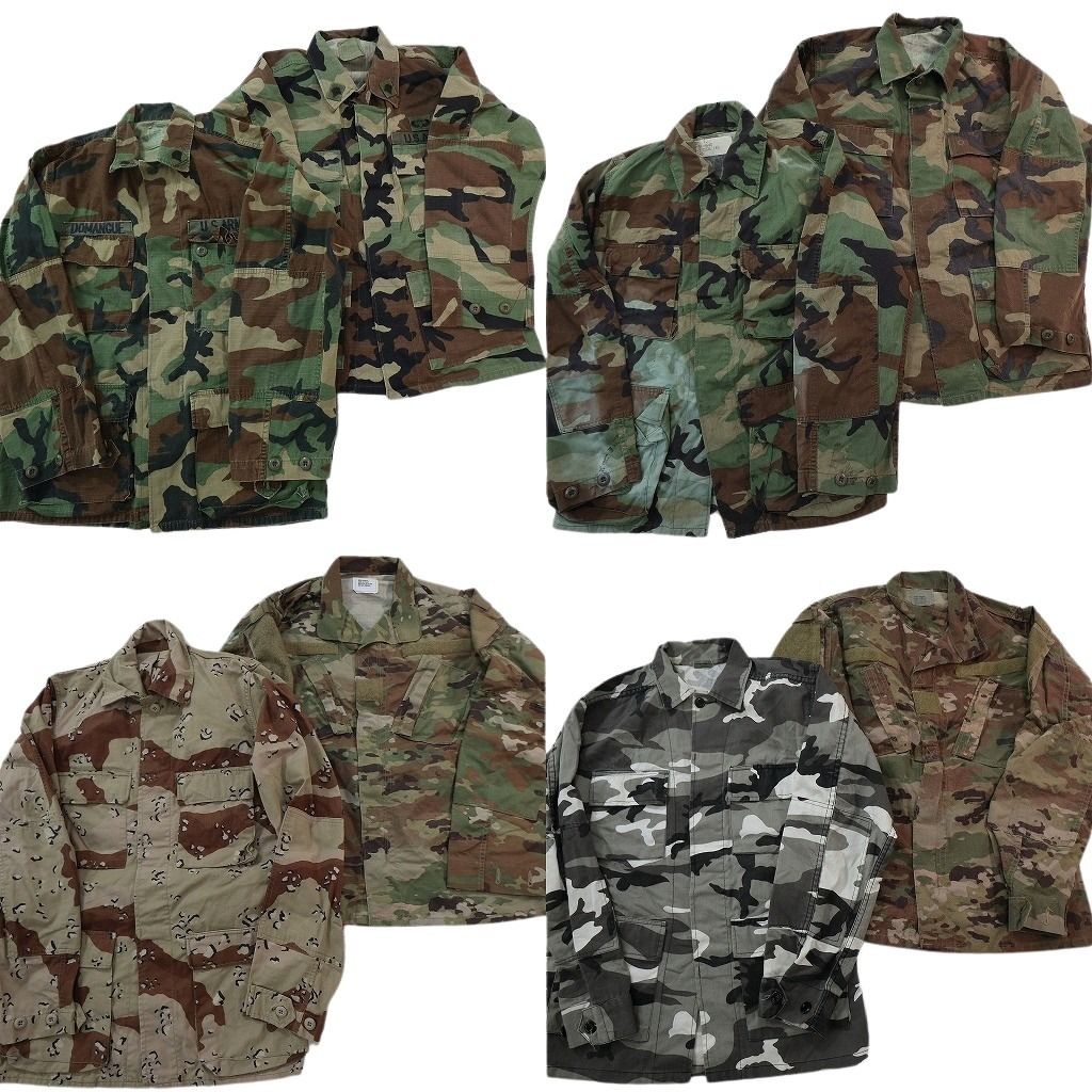 古着卸 まとめ売り ミリタリー フィールドジャケット 8枚セット ( メンズ S ) ARMY マルチカム デザートカモ BDUジャケット 中古 NF7230