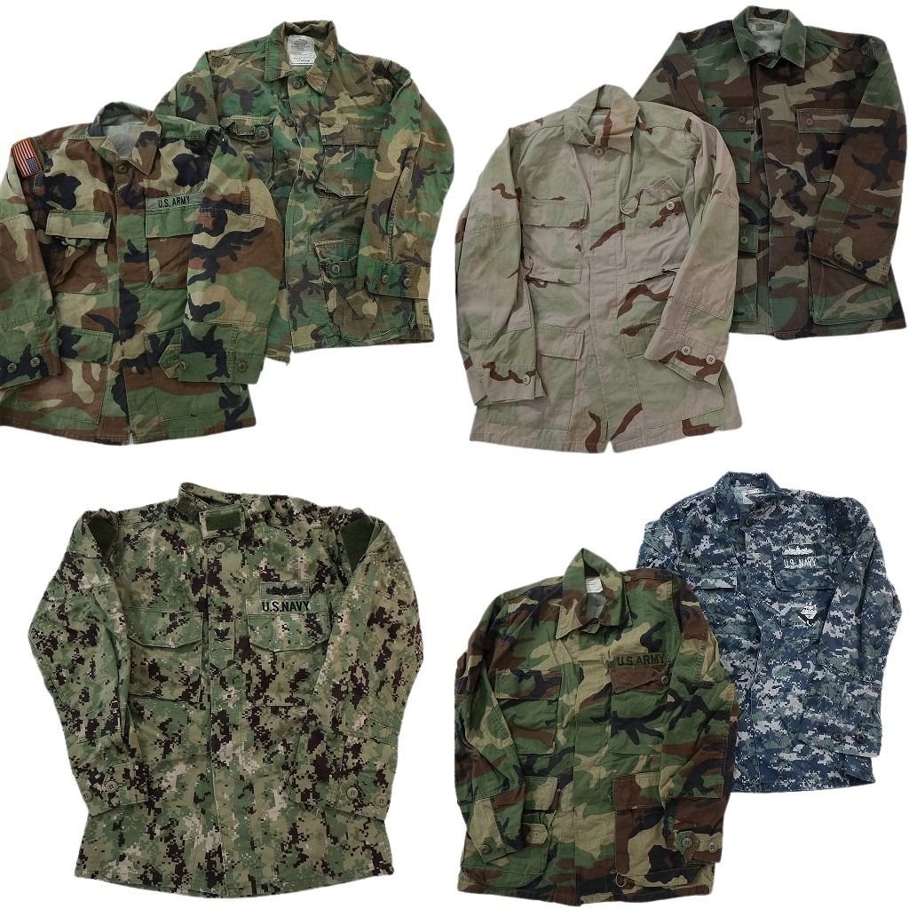 古着卸 まとめ売り ミリタリー フィールドジャケット 7枚セット ( メンズ XS ) ARMY ウッドランド ブルー デジカモ 中古 古着 NF7236