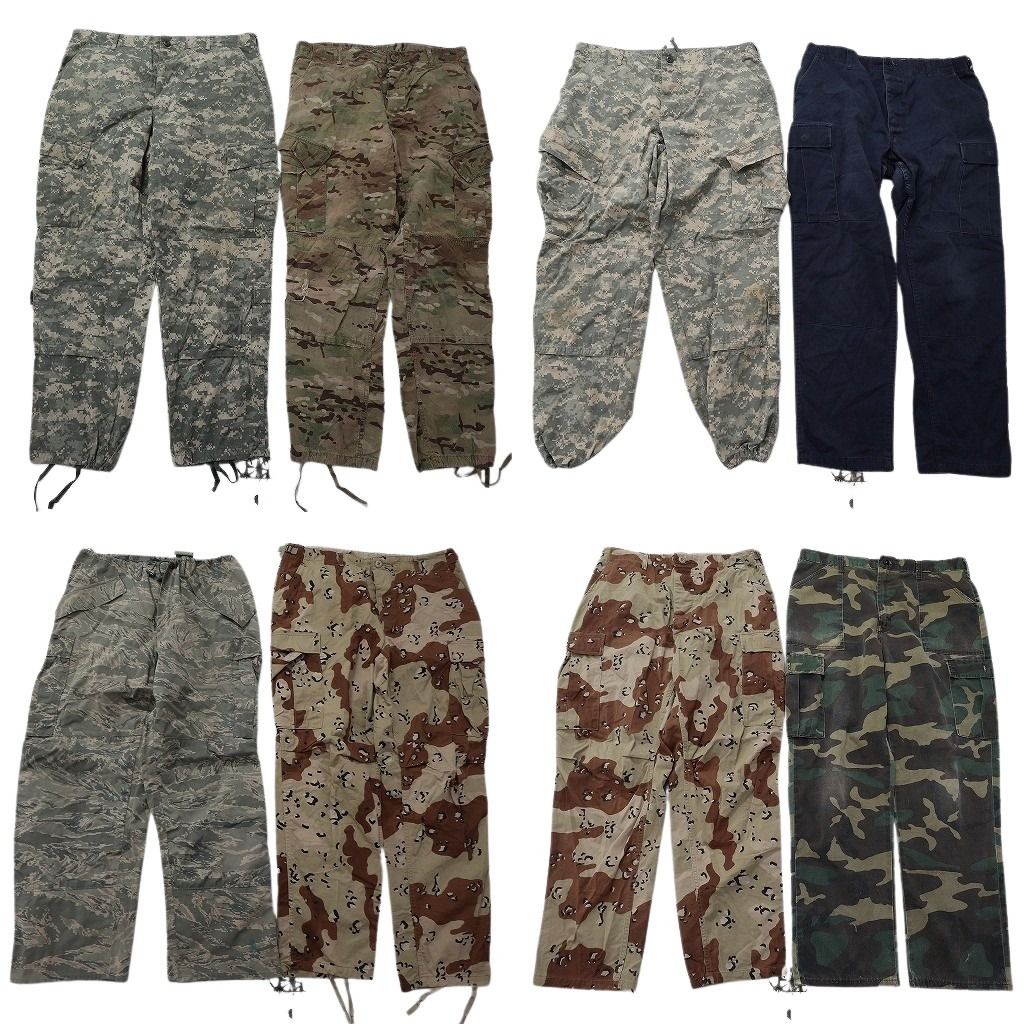 古着卸 まとめ売り ミリタリー ロングパンツ 8枚セット ( メンズ L ) デジカモ カーゴ マルチカム ネイビー 中古 古着 NF7272