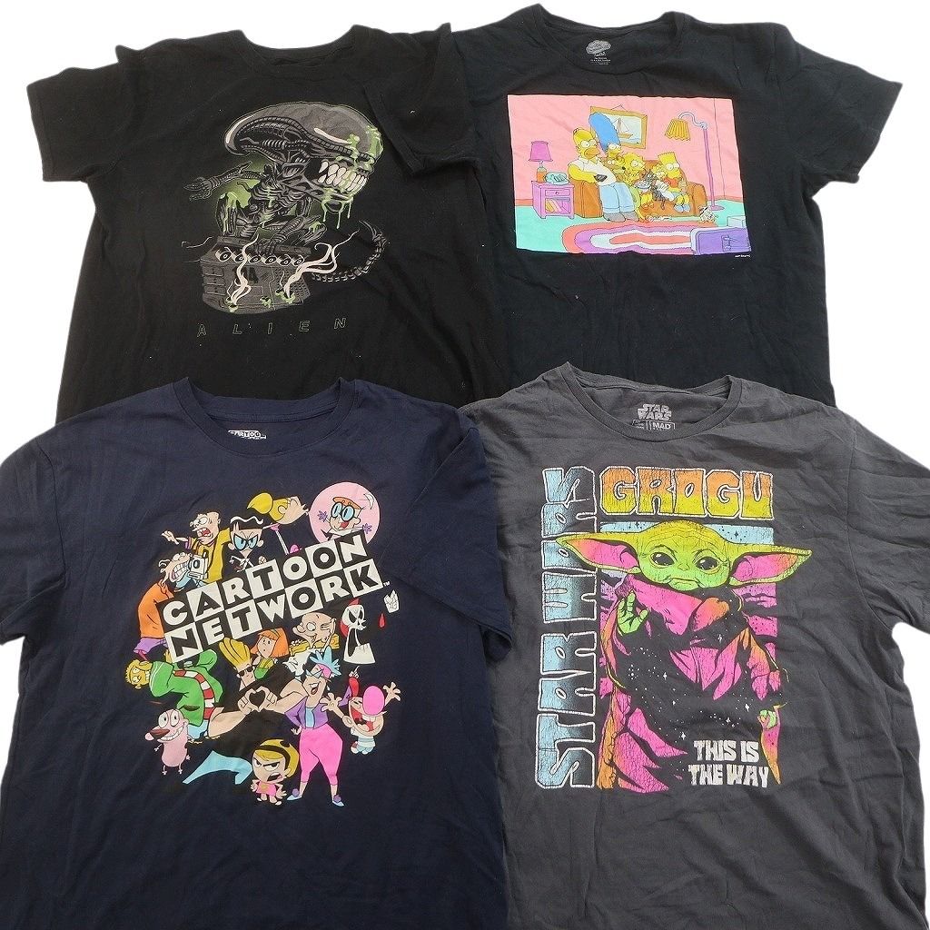 古着卸 まとめ売り キャラクター Tシャツ 16枚セット ( メンズ L ) スターウォーズ ホラー ヒロアカ シンプソンズ 中古 古着 NF7380 古着卸 まとめ売り キャラクター Tシャツ 16枚セット ( メンズ L