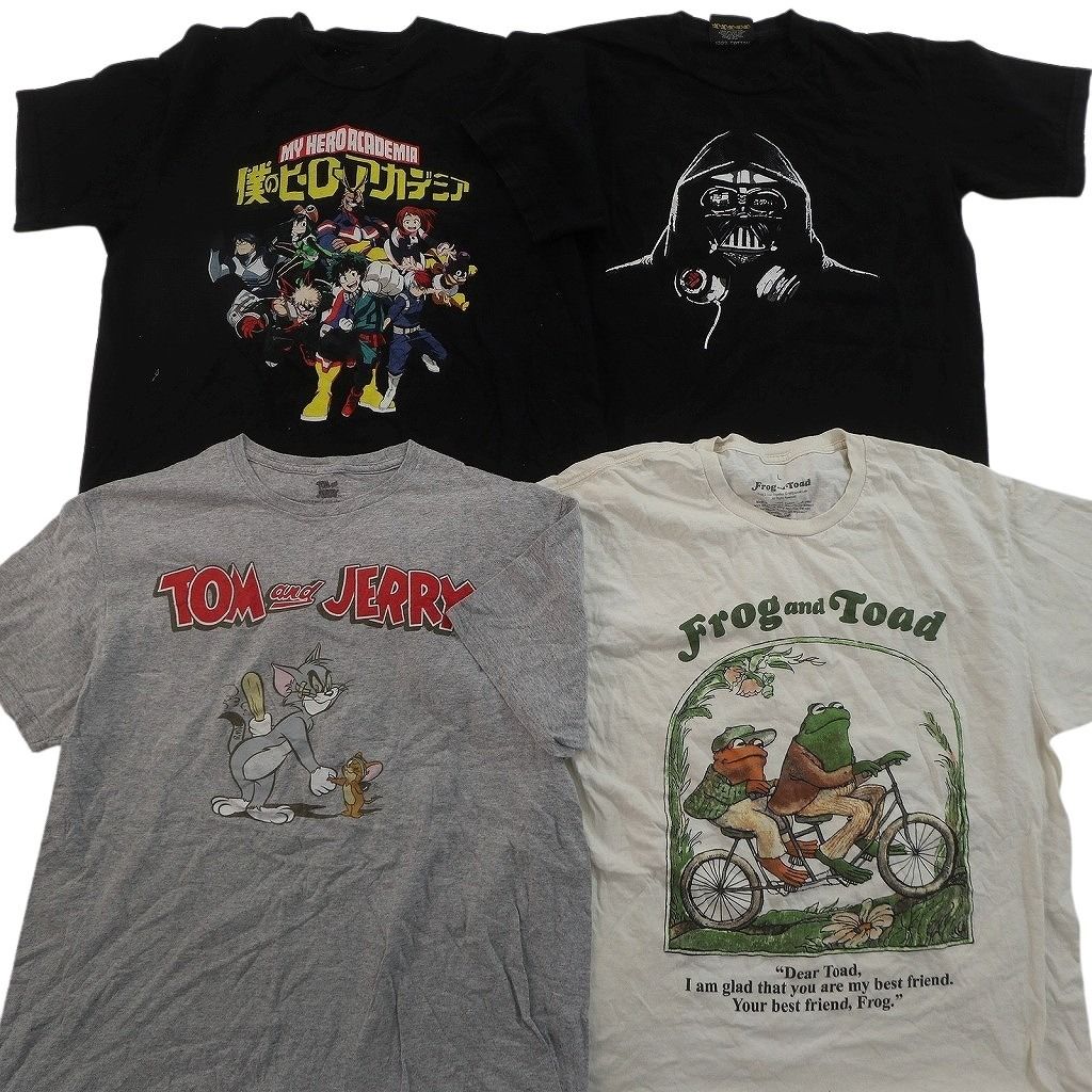 古着卸 まとめ売り キャラクター Tシャツ 16枚セット ( メンズ L ) スターウォーズ ホラー ヒロアカ シンプソンズ 中古 古着 NF7380 古着卸 まとめ売り キャラクター Tシャツ 16枚セット ( メンズ L